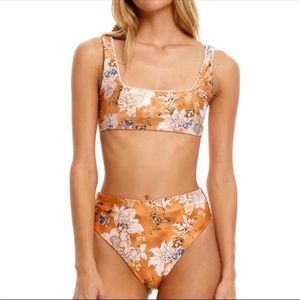 Agua Bendita Bronzo Bronze Floral Colleen Penelope Reversible Bikini SET S NWT